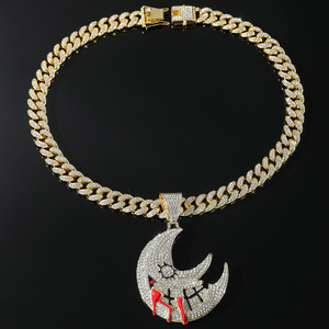 Nuevo Collar con Colgante de Luna Estilo Retro Hiphop 2026, Chapado en Oro y Plata, para Hombre, Joyería de Moda al por Mayor - Product Image 2