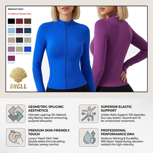 Chaqueta Deportiva <span class=keywords><strong>para</strong></span> Mujer SHELL, Superventas, Manga Larga, con Orificios <span class=keywords><strong>para</strong></span> los Pulgares, Cierre Completo, Cómoda, Alta Elasticidad, <span class=keywords><strong>para</strong></span> Yoga y Actividades al Aire Libre - Product Image 1