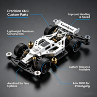 Pièces personnalisées TamiyaMini4WD CNC, kit de mise à niveau en aluminium, bras de suspension usinés avec précision, moyeux de roue, support moteur, composants de châssis