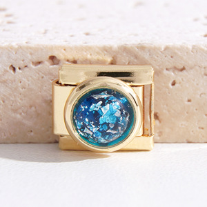 Modular Bracelet Gold Zinc Alloy Geometric Round Bezel Setting Unisex Jewelry Gift - Product Image 3