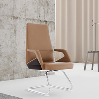 Chaise de conférence exécutive en cuir industriel avec cadre chromé, joints en acier, hauteur réglable - Mobilier de bureau moderne