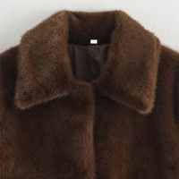 Manteau court en fausse fourrure Boying pour femme, col à revers, coupe ample, simple boutonnage, écologique, teint uni, tissé, décontracté, hiver, OEM ODM