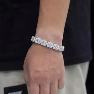 925 Sterling <b>Silver</b> Moissanite Link <b>Bracelet</b> Tennis <b>Charm</b> Hip Hop Fashion Jewelry Luxury Designer Street Style - Product Image 4