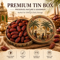 Boîte en métal personnalisée, boîtes en métal rondes, emballage cadeau pour dattes, fruits secs, noix, festival du Ramadan et cadeaux culinaires