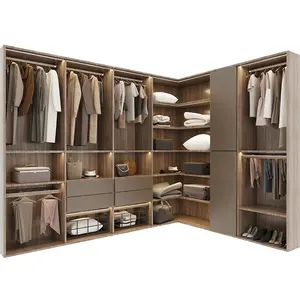 Móveis do quarto do pa modular de madeira design moderno caminhada no armário guarda-roupas