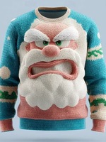 Kazak 3D Baskı Noel Baba Kardan Adam Polyester/Pamuk Deşarj Baskılı Kazak Sınır Ötesi Unisex Bisiklet Yaka Ceket