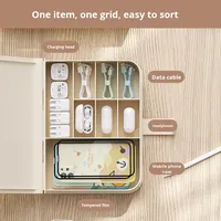 Tiroir de bureau chargeur de téléphone portable organisateur de câble boîte de rangement de Style crème pour casque câble de données Injection plastique artefact