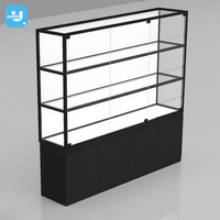 Hochwertige schwarze Holz gehärtete Glas Pos Vitrine Schrank LED Beleuchtung Schmuck Glas Vitrine Einzelhandel geschäft