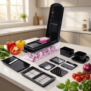 Cortador de Verduras Todo en Uno, Mandolina, Rebanador de <span class=keywords><strong>Alimentos</strong></span>, Picador de Verduras, Cortador de Cebolla con Contenedor, Utensilios de Cocina - Product Image 1