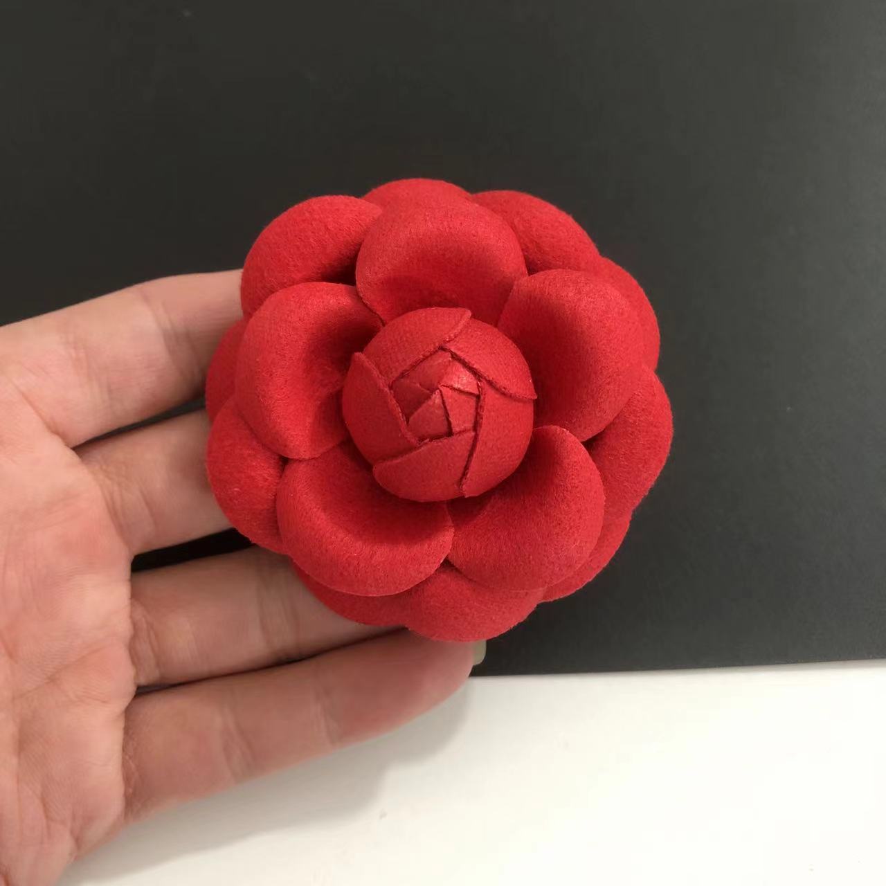 6 red thick flannel plus brooch