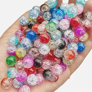 Cuenta agrietada de dos colores, acrílico, hielo roto, estallido, pulsera suelta DIY, cadena para teléfono móvil, accesorio para el cabello M