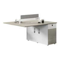 Poste de travail en îlot de bureau, bureau informatique moderne en bois, station de travail avec cloison pour employés, ensemble de mobilier de table pour personnel, vente en gros