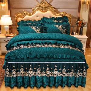 Sang trọng hoa ren thêu giường váy Bìa dày nhà Váy bộ đồ giường - Product Image 5