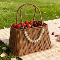 Panier de rangement pour fleurs et fruits en plastique PP pour décoration de mariage, panier en osier tressé, panier cadeau pour femmes pour Noël et les fêtes