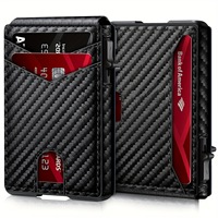 Portefeuille homme en fibre de carbone avec pince à billets, étui à cartes à double pliage, blocage RFID, portefeuille transfrontalier, porte-cartes magnétique coulissant