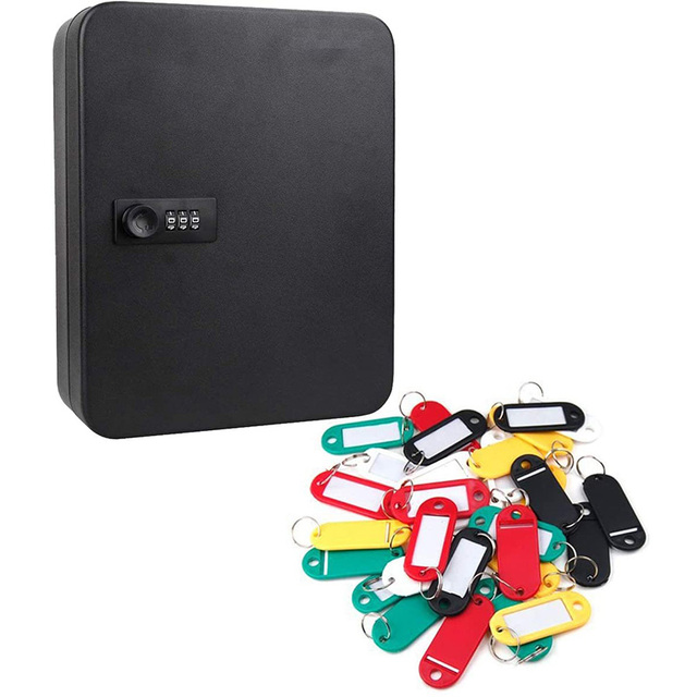 Wall Mounted Vintage Security Key Safe Box 36 Key Metal Key Cabinet Combination Lock Box