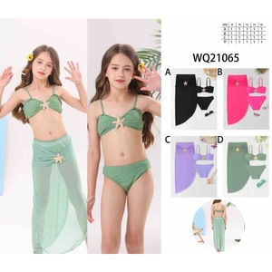 Maillot de bain deux pièces grande taille HDJ, haut bandeau et bas jupe, effet ventre plat, couleur unie, tenue de plage WQ21065 - Product Image 2