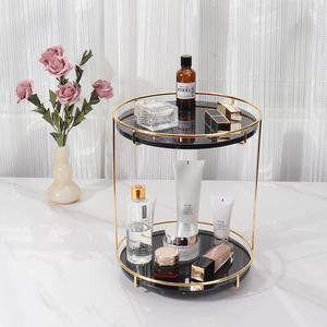고급 대리석 회전 스토리지 랙 더블 레이어 주최자 스탠드 향수 스킨케어 홀더 데스크탑 장식 선반 - Product Image 4