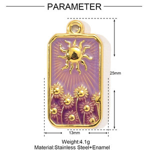 Hongtong, acero inoxidable, <span class=keywords><strong>tarot</strong></span> Vintage, circón brillante, rectángulo, fabricación de abalorios de joyería DIY, gran oferta, colgantes al por mayor - Product Image 2