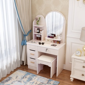 Coiffeuse trapézoïdale avec miroir pour chambre à coucher et chaise de coiffeuse - Product Image 3