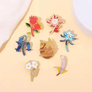 도매 금속 공예 브로치 크리 에이 티브 꽃 하드 소프트 옷깃 핀 배지 사용자 정의 에나멜 핀