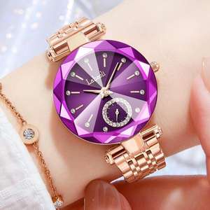 Reloj de Mujer de Alta Gama con Incrustaciones de Diamantes, Segundero Independiente, Resistente al Agua, Correa de Acero, Reloj de Cuarzo - Product Image 1