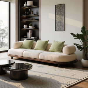 Canapé de salon <span class=keywords><strong>vintage</strong></span> couleur crème, bois massif, rangée droite, haut de gamme, sur mesure - Product Image 4