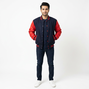 Men's Casual High School Letterman <b>Baseball</b> <b>Bomber</b> <b>Jacket</b> Varsity <b>Jacket</b> with Breathable Leather Sleeves Heated Features-for Men - Product Image 1