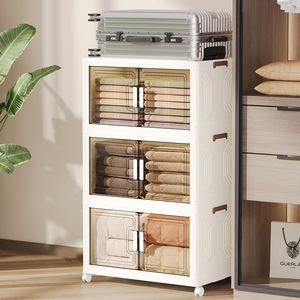 Gabinete de almacenamiento de múltiples capas plegable, armario de plástico para el hogar con vajilla para almacenamiento de juguetes y cajas - Product Image 3