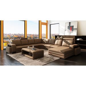 Sofà componibile con luce moderna a Led di alta qualità <span class=keywords><strong>divano</strong></span> componibile in pelle a forma di U <span class=keywords><strong>divano</strong></span> componibile - Product Image 4