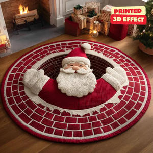 Tapis de sol rond en velours cristal 3D à motif visual, résistant aux taches et lavable, pour la maison - Collection Noël - Product Image 4