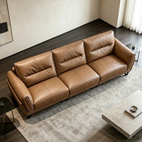 Canapé 4 places en cuir véritable de style italien de luxe, canapé droit pour salon, meubles pour la maison, hôtel, personnalisable