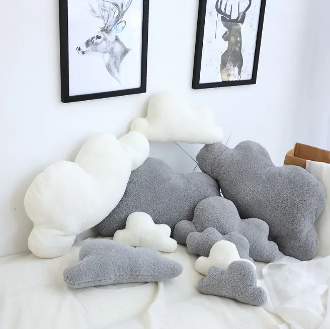Cuscino adorabile imbottito peluche biancheria da letto decorazione della stanza del bambino regalo cuscino a forma di nuvola