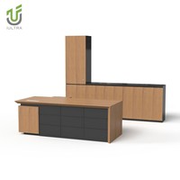 iULTRA 2026 Grand bureau de direction modulaire de luxe avec meuble de rangement et piédestal, faible MOQ, pour réunions de conseil et bureaux d'entreprise