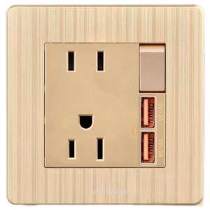 Interruptor de pared estándar americano con enchufe eléctrico, lámpara de pared de 13A, lámpara de pared con USB tipo C de carga rápida, enchufe para mesa auxiliar. - Product Image 4