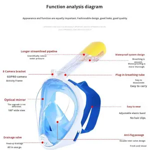Masque de <span class=keywords><strong>plongée</strong></span> intégral pour enfants, type enfichable, en silicone, anti-buée, vision HD, pour snorkeling, offre exclusive transfrontalière - Product Image 1