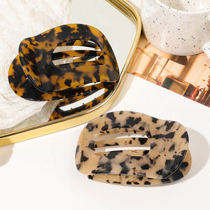 PVC piatto rotondo capelli artiglio per la ragazza colorato acetato forato semicircolare pinze per capelli nuovi pieghevoli mollette all'ingrosso - Product Image 4