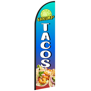 2,5*11,5 pies de alta calidad personalizado SHRIMP TACOS banderas de plumas bandera de playa para fiesta en la playa y promociones publicitarias - Product Image 1