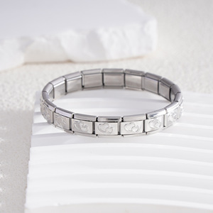 Heart Patterned Modular Bracelet Titanium Steel Elastic Band Unisex Jewelry Gift - Product Image 2