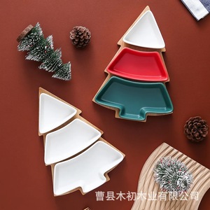 <b>Ceramic</b> Christmas tree tableware, fruit <b>plates</b>, trays, dessert <b>plates</b>, salad <b>plates</b>, breakfast platter <b>plates</b>, Nordic style - Product Image 4