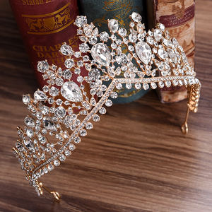 Tocados de boda para el pelo de la novia, accesorios de diamantes de imitación de cristal, coronas de Tiara para compromiso para niñas de princesa - Product Image 3