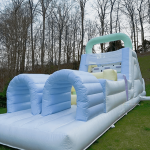 Parcours d'obstacles <span class=keywords><strong>de</strong></span> qualité commerciale, couleur <span class=keywords><strong>pastel</strong></span>, parcours d'obstacles gonflable commercial pour enfants avec toboggan, château gonflable - Product Image 2