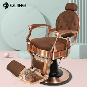 Chaise de salon de coiffure vintage pour hommes, professionnelle, robuste, inclinable, hydraulique, en cuir, classique, pour barbier - Product Image 2
