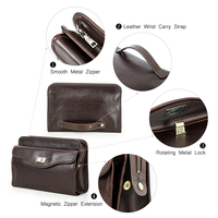 Pochette enveloppe en cuir pleine fleur véritable sur mesure pour homme, multi-compartiments, pour voyages d'affaires, compatible avec tablette 8,3 pouces