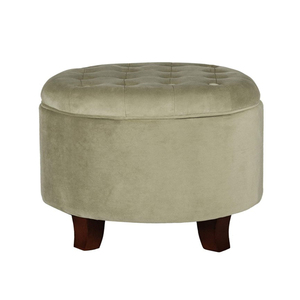 Velvet Button Tufted Round <strong>Storage</strong> Ottoman with Removable Lid Tan Ottoman <strong>Bench</strong> <strong>Storage</strong> - Product Image 6