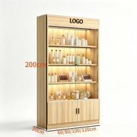 Vitrine de présentation de parfums personnalisée, écologique, durable, avec éclairage LED, porte en verre, étagères à niveaux, pour salon de beauté, vente au détail