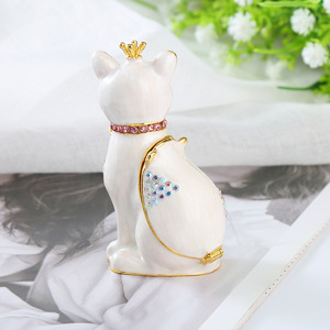 Boîte à bijoux en métal émaillé en gros, boîte cadeau, couronne, chat, cadeaux pour femmes, boîte décorative de mariage, ornements en métal - Product Image 4