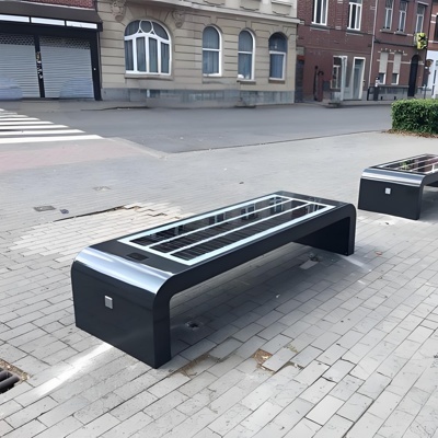 Solar Powered Stainless Steel Outdoor Garden Bench with Wireless Charging Bluetooth USB Port Smart Water Resistant Chair