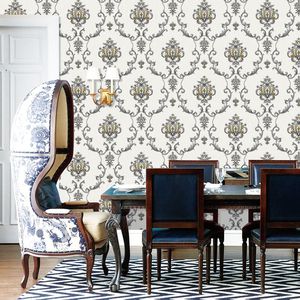 Papier peint gaufré 3D bleu foncé, style européen, pour chambre à coucher, salon, fond d'hôtel, <span class=keywords><strong>luxe</strong></span>, haut de gamme - Product Image 4
