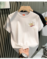 T-shirt pour homme personnalisé de haute qualité, broderie de logo, vêtements pour homme, décontracté, manches courtes, coton lourd, t-shirt brodé pour homme, blanc